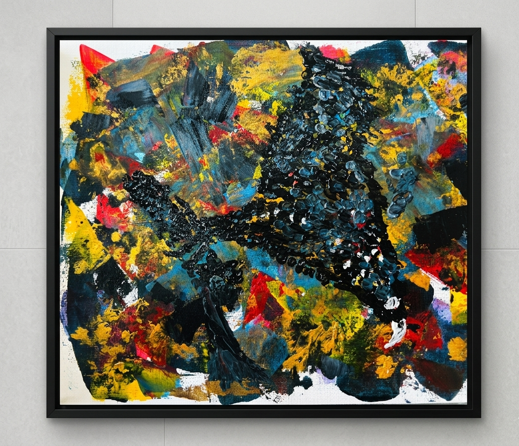 22.9 x 30.5cm acrylic on canvas black framed painting