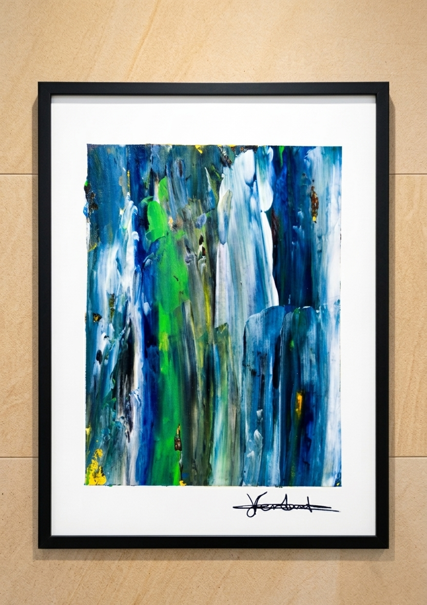 22.9 x 30.5cm acrylic on canvas white framed painting