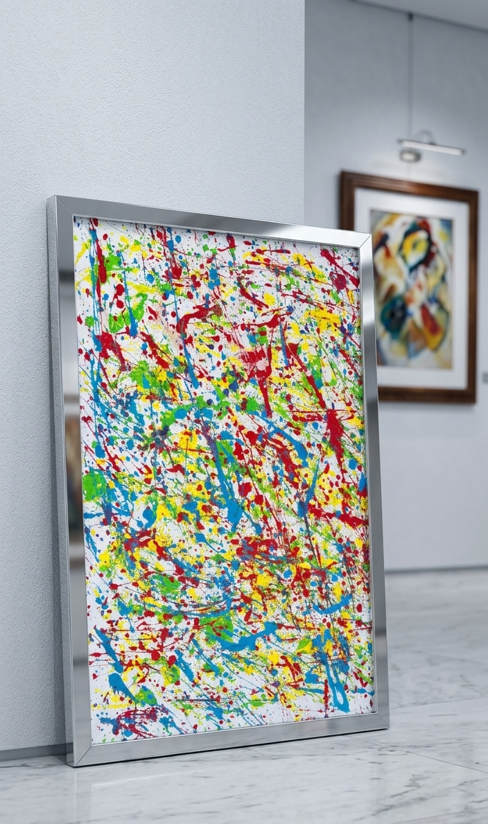 59.69cm x 80.01cm silver floaten framed canvas painting