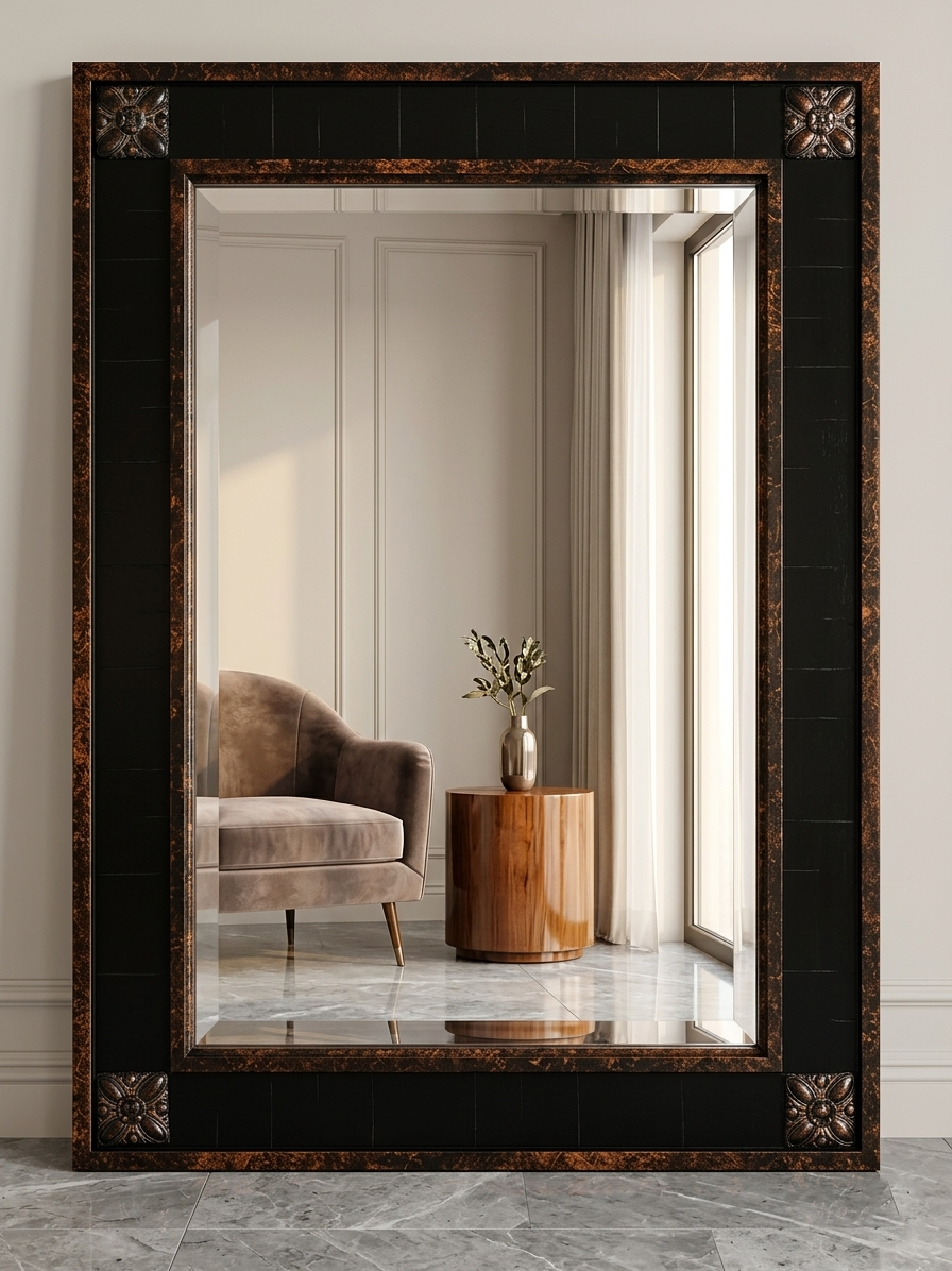 48.26cm  x73.66cm wooden antique mirror