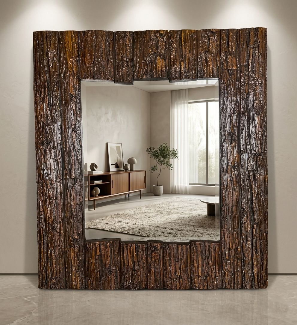 48.26cm x 58.42cm wooden framed mirror