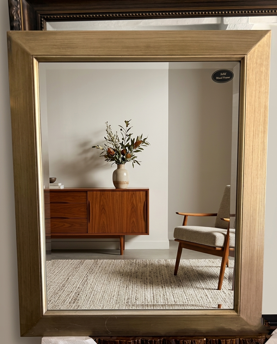 54.61cm x 69.85cm wooden framed interiror decor mirror