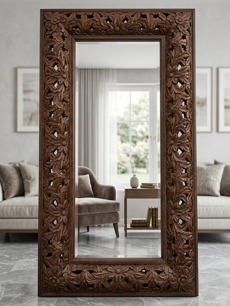 58.42cm x 158.75cm interior decor framed mirror