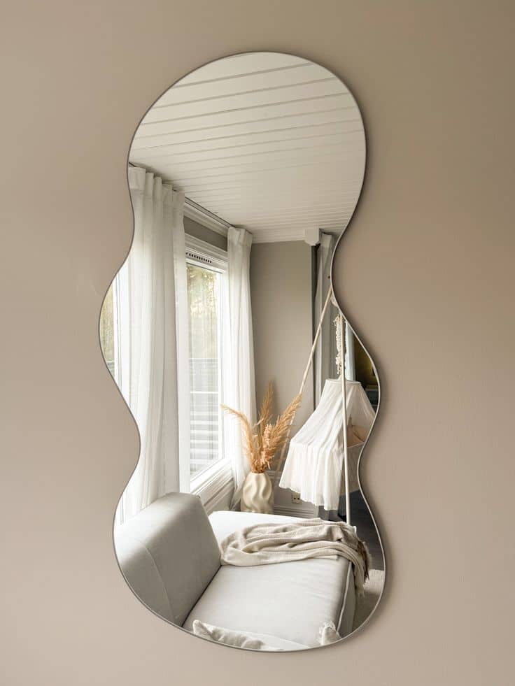 91.44cm x 121.92cm interior decor mirror with gold ring