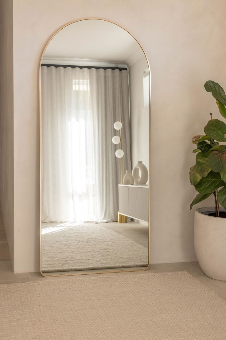 182.44cm x 71.92cm interior decor mirror with gold ring edges