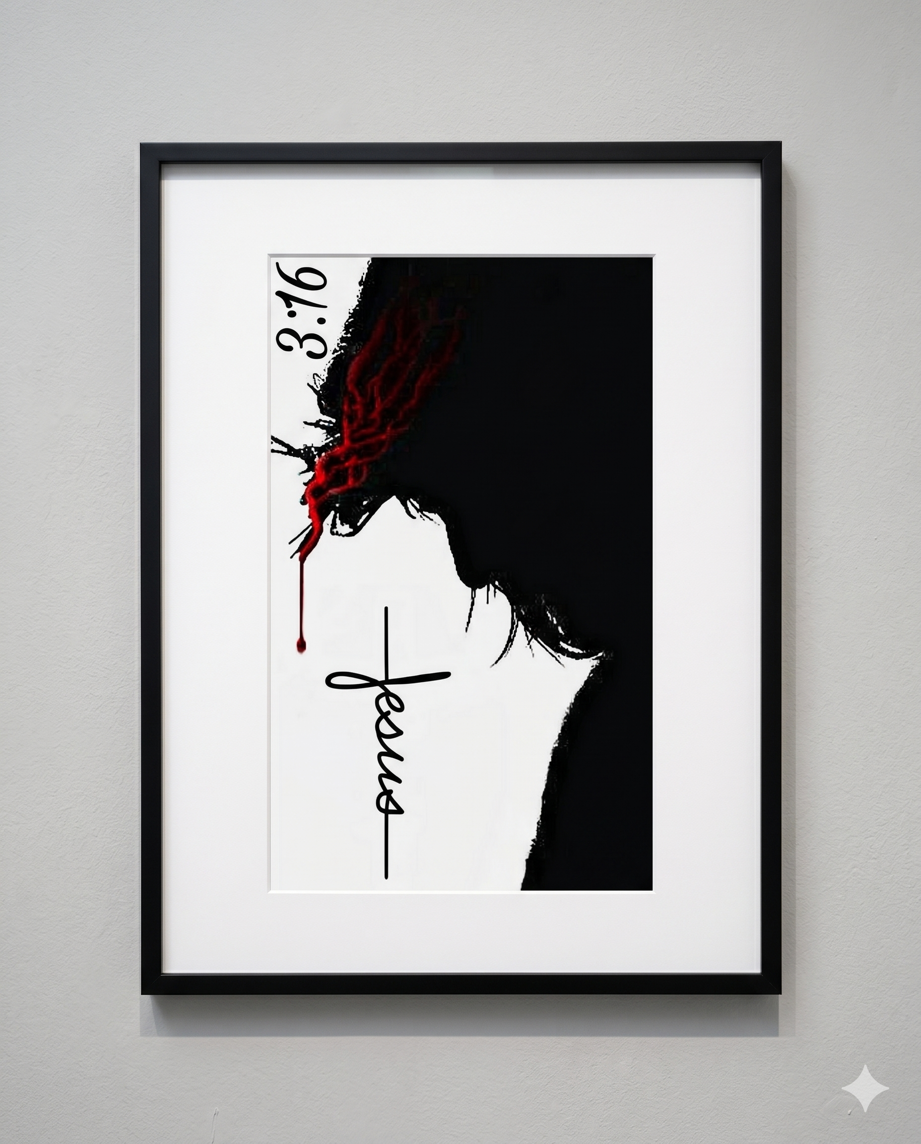 Black thin interior decor framed print with matte and perspex
