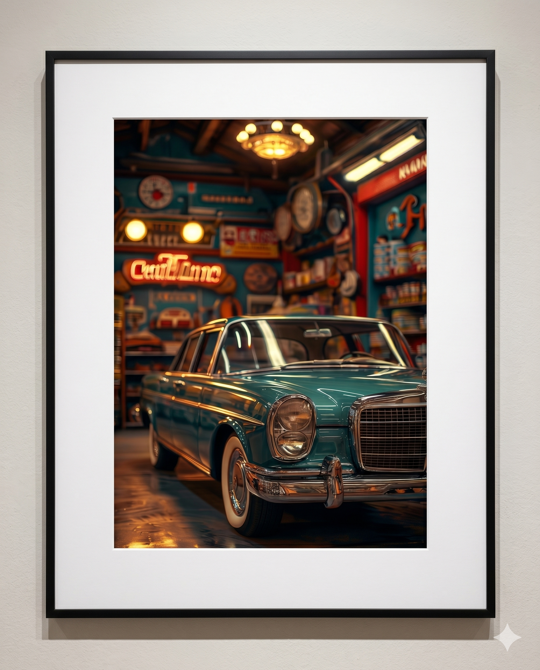Black thin interior decor framed print with matte and perspex