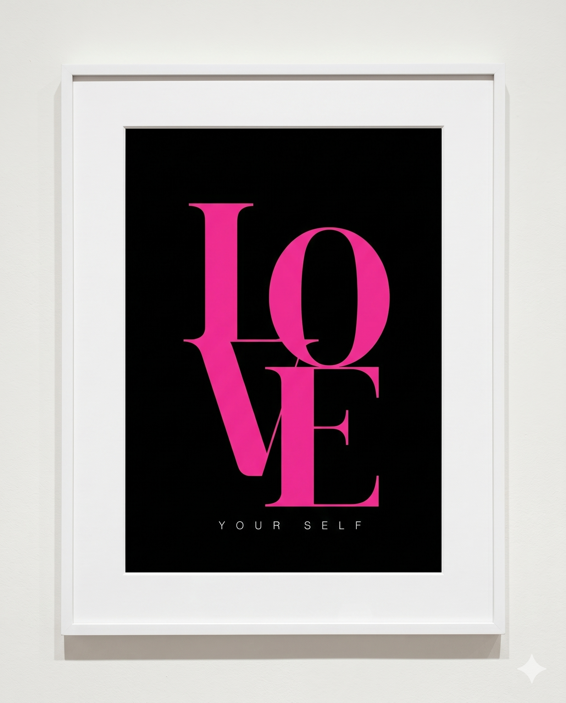 Wooden thin white interior decor frame with matte and perspex