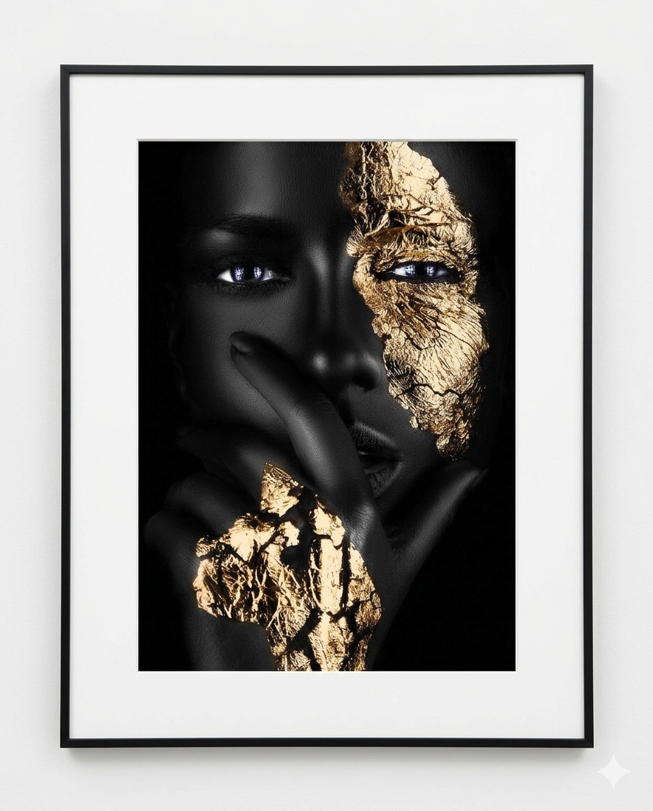 thin black fiber interior decor frame with matte and perspex