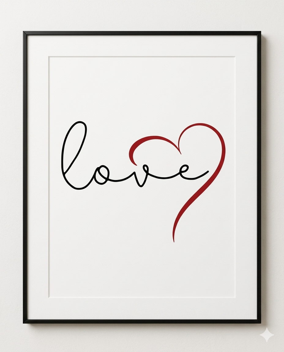 Interior decor framed abstract print with matte and  perspex