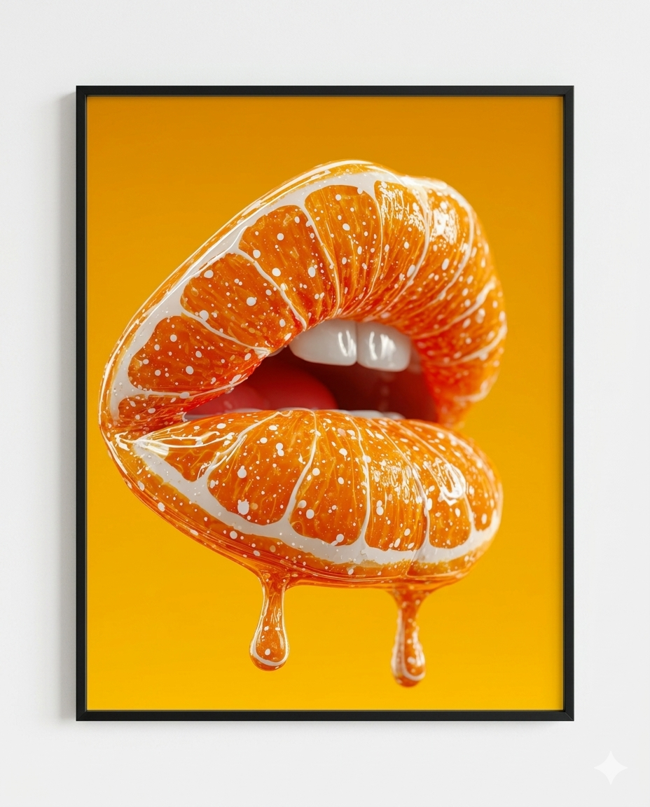 Interior decor framed abstract print and perspex