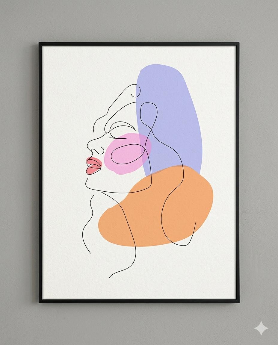 Interior decor framed abstract print and perspex