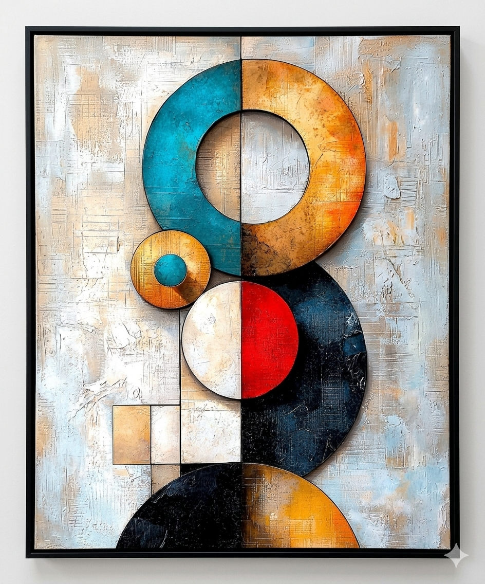 Interior decor framed abstract print and perspex