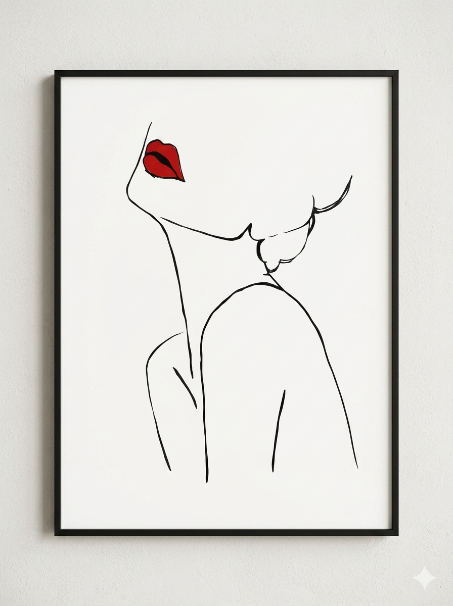 Interior decor framed abstract print and perspex