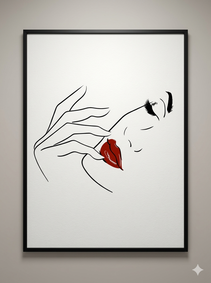 Interior decor framed abstract print and perspex