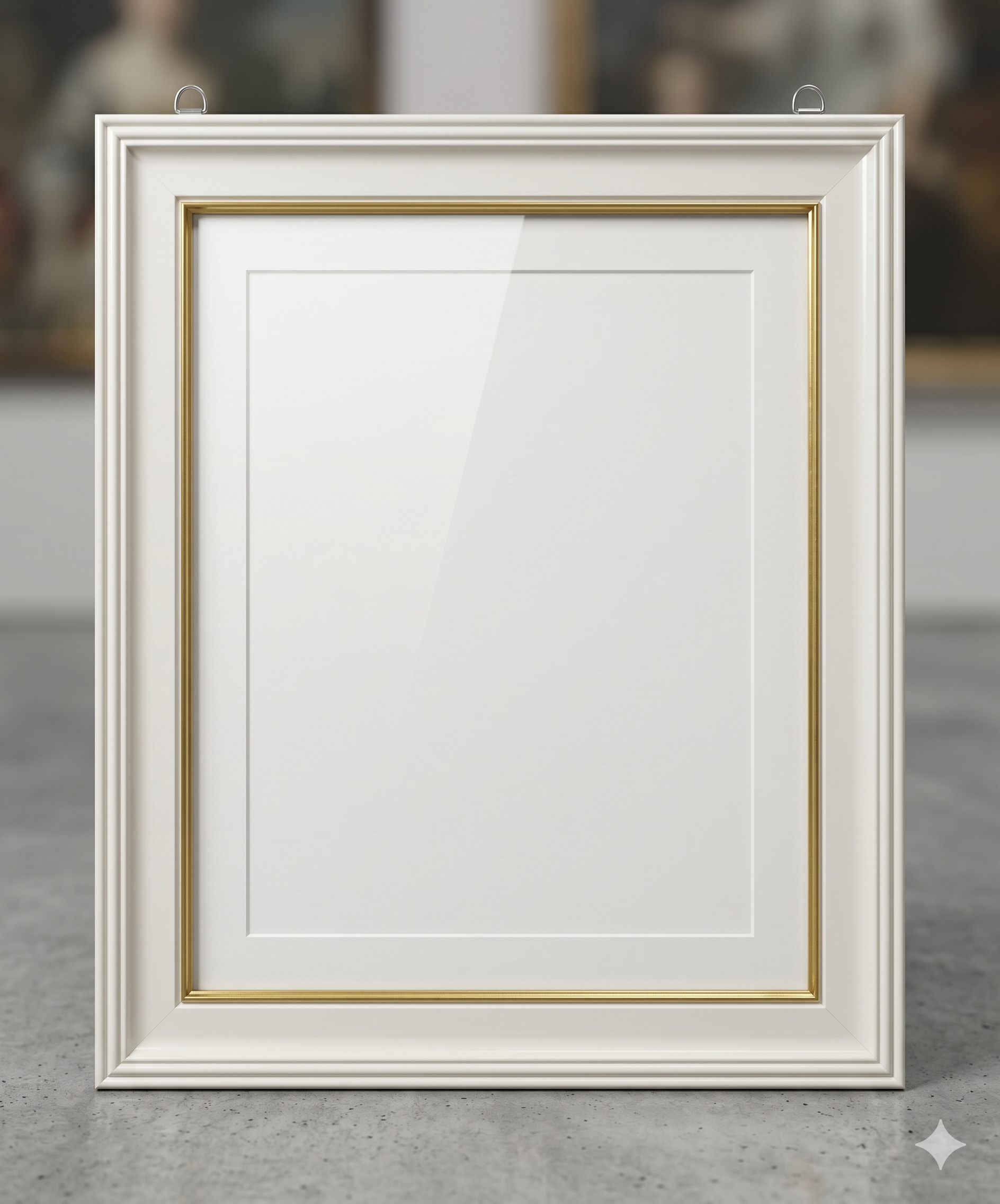 Cream White and Bright Gold Fibre Frame.