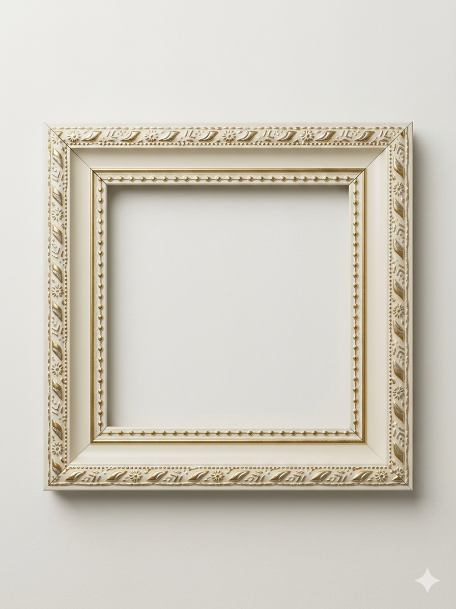 Ornate Ivory Cream / Gold Frame