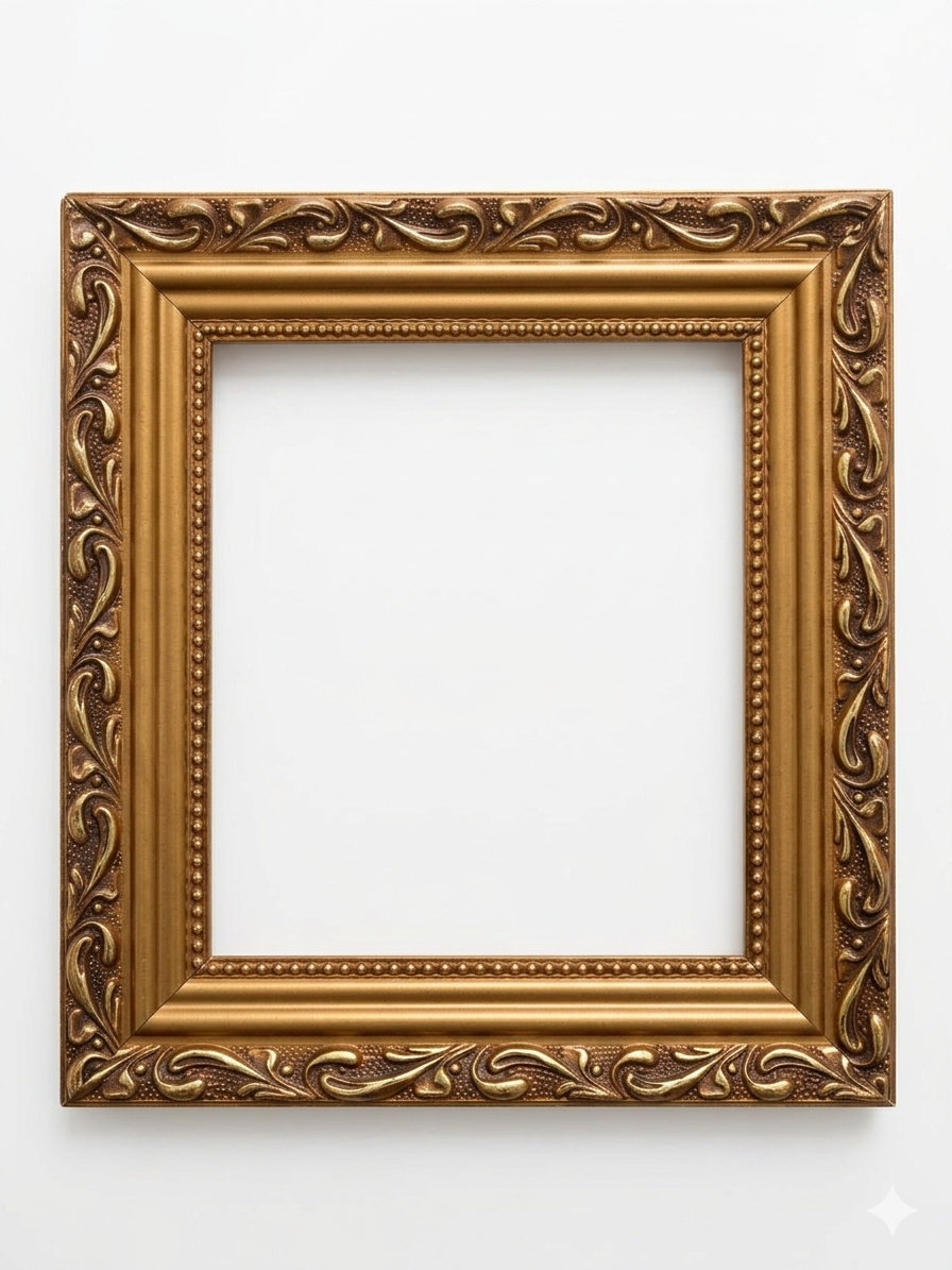 Gold With a Metallic Finish Wooden Frame