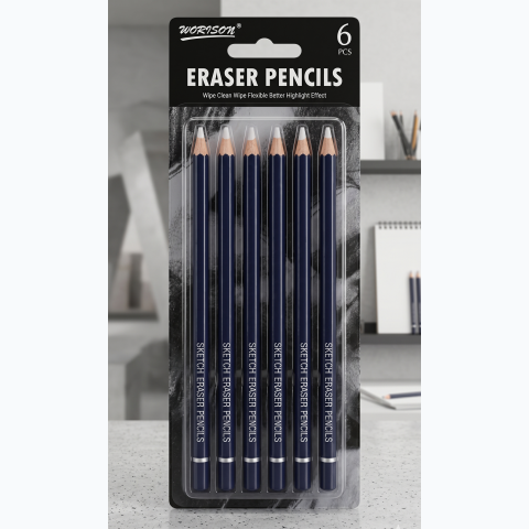 Worison Quality 6 pieces stretch Eraser Pencil