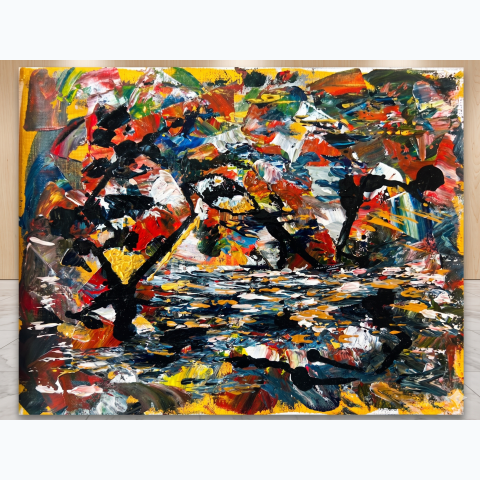 22.9 x 30.5cm acrylic on canvas framed painting