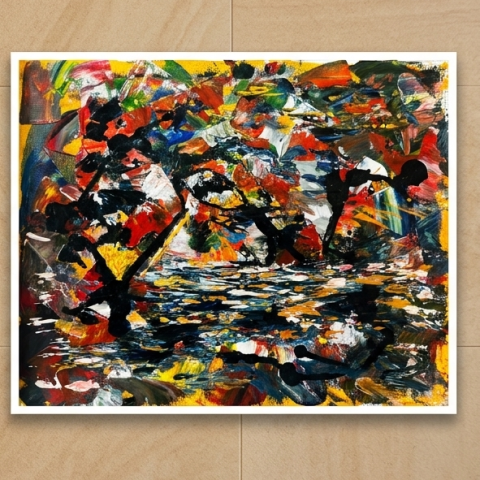 22.9 x 30.5cm acrylic on canvas white framed painting