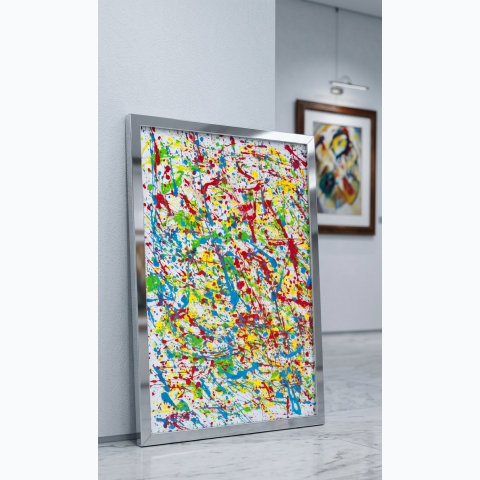 59.69cm x 80.01cm silver floaten framed canvas painting