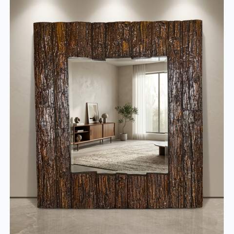 48.26cm x 58.42cm wooden framed mirror