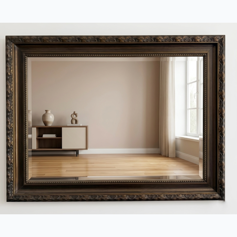85.09cm x 58.42cm wooden frame mirror