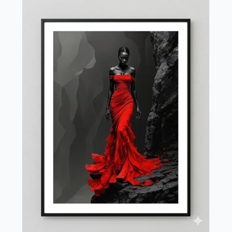 Black thin interior decor framed print with matte and perspex