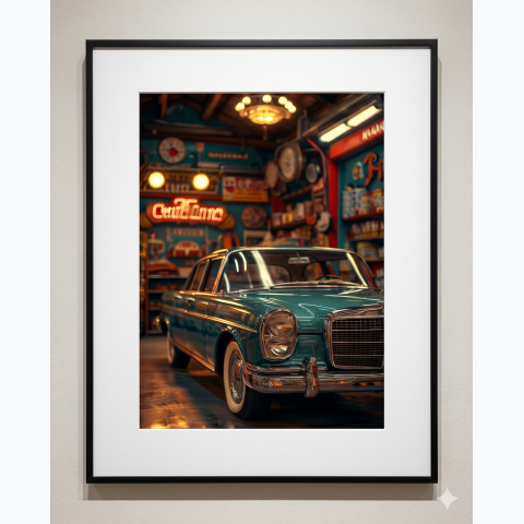 Black thin interior decor framed print with matte and perspex