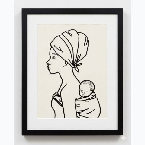 Wooden thin black interior decor frame with matte and perspex