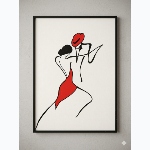 Interior decor framed abstract print with  perspex