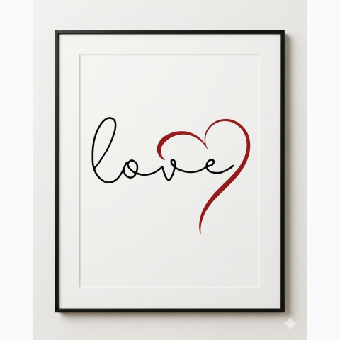 Interior decor framed abstract print with matte and  perspex
