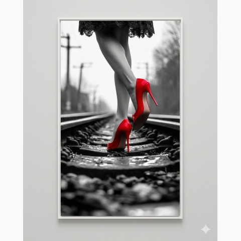 Interior decor framed abstract print and perspex