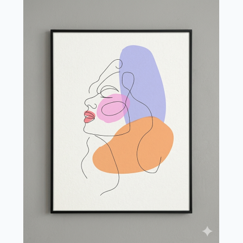 Interior decor framed abstract print and perspex
