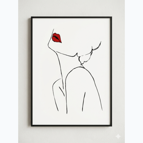 Interior decor framed abstract print and perspex