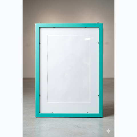 Vibrant Teal / Cyan Wooden Frame