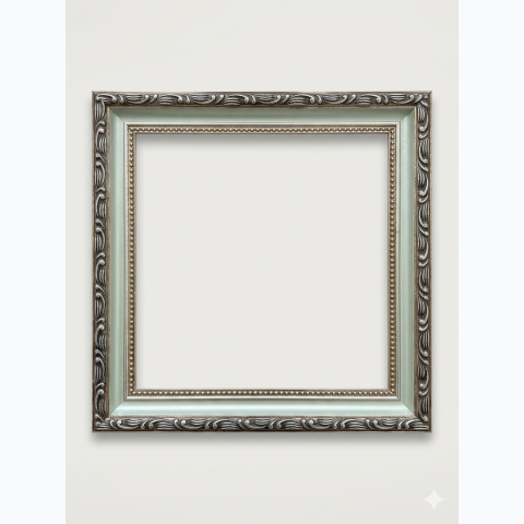Pale seafoam green with ornate wooden frame