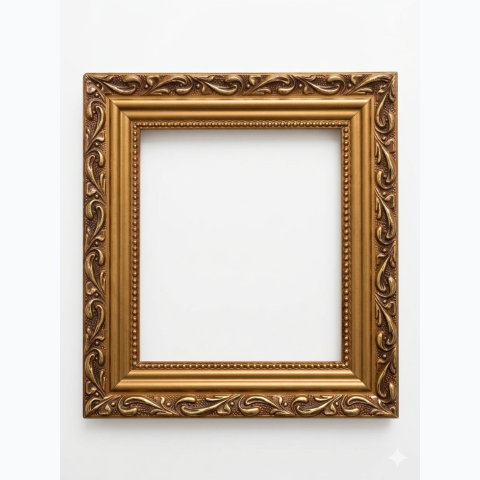 Gold With a Metallic Finish Wooden Frame