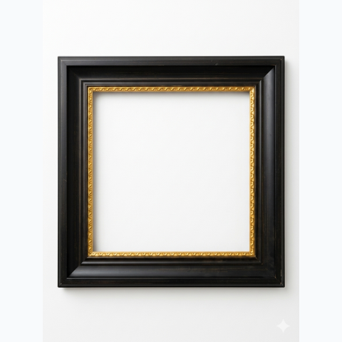 Matte Black With Golden / Gilded Inner lip Wooden frame