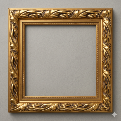 Bright and Antique Gold Wooden Frame