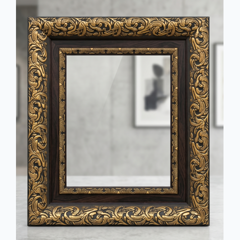 Ornate Dark Wood/ Gold Fibre Frame